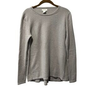 St Tropez West 100% Cashmere Sweater Women's‎ Medium Gray Ribbed Long Sleeve